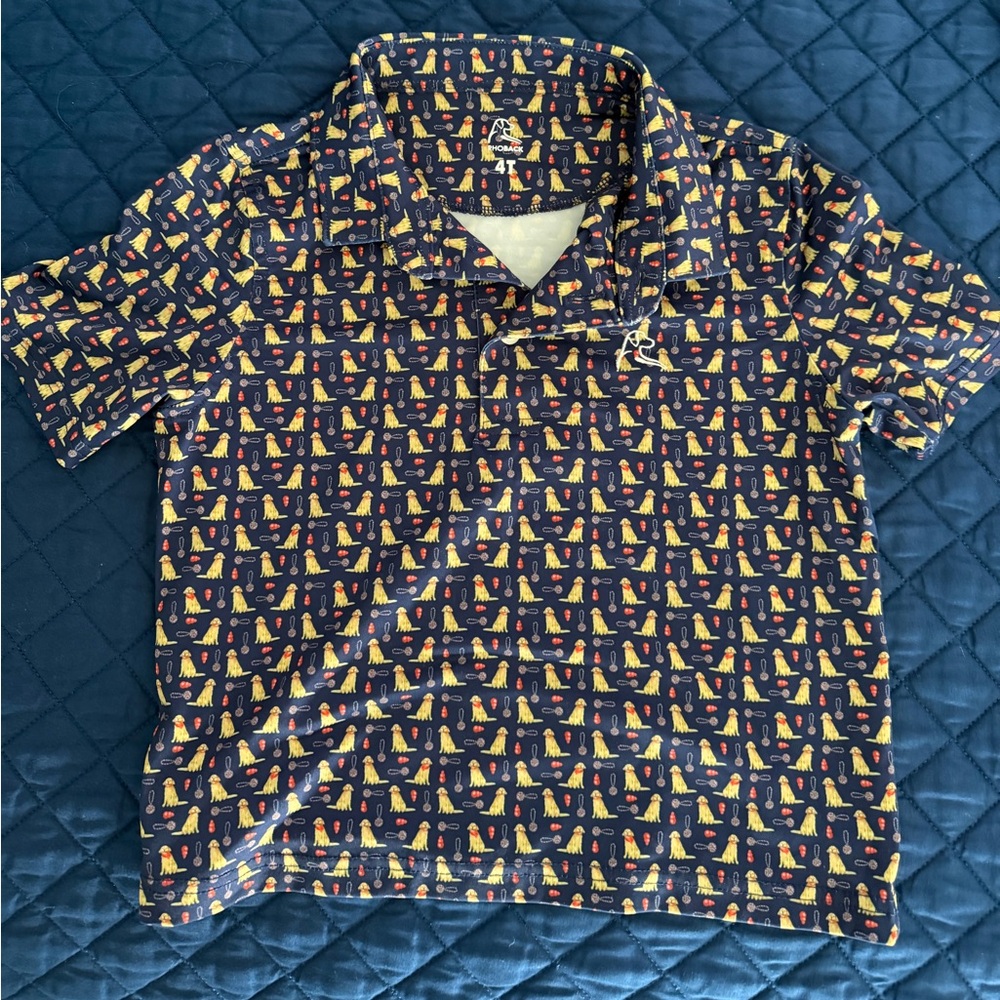 Rhoback Kids Polo - Navy with Multicolor Pattern